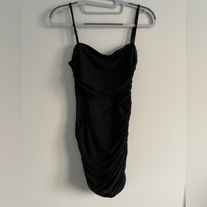 black mink dress with mesh cut outs